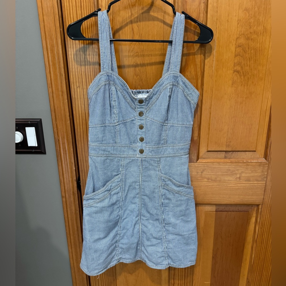 Striped Jean jumper dress- size medium